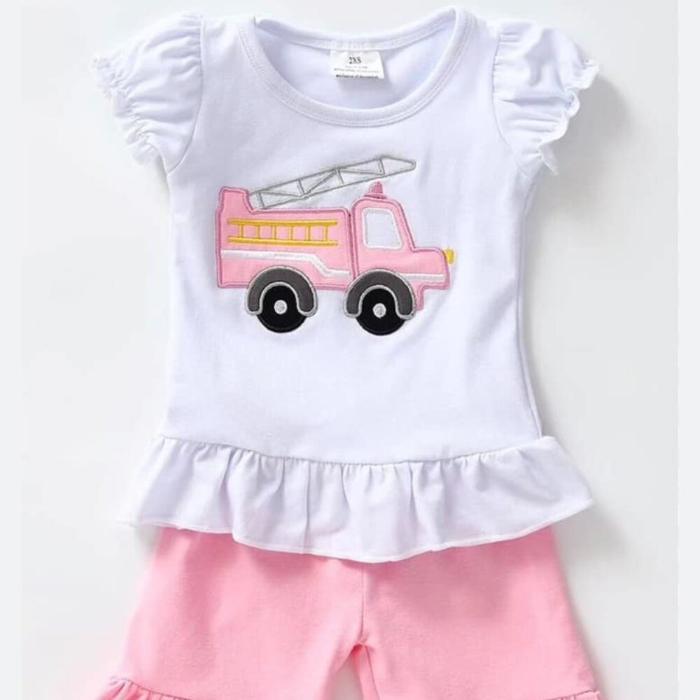 3T, Pink Firetruck Short Outfit, New in Bag